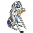 thumbnail image 4 of Chrome Plated Silver Dog and Bone with Blue Crystals by Matashi, 4 of 5