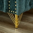 thumbnail image 4 of 82" Chenille Chesterfield Sofa with Pull Buckle Design, Tufted Buttons and Copper Nailhead Trim, Modern 3-Seater Couch for Living Room, Office, or Bedroom, Solid Wood Frame with Metal Legs, Green, 4 of 9