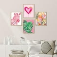 thumbnail image 2 of PixonSign Framed Wall Art Love and Wildlife Striped Zebra and Heart Illustrations Posters, Set of 4 Pink Preppy Room Digital Art Minimalism Colorful Canvas Prints for Home Decor - 8"x10" Natural, 2 of 5