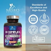 B Complex Vitamins Capsules - Super Complete B-100 Complex with Vitamin B12 B6 C Biotin Folate & Folic Acid for Immune & Energy Support - Supplement for Heart, Brain, Nerve Support - 120 Capsules