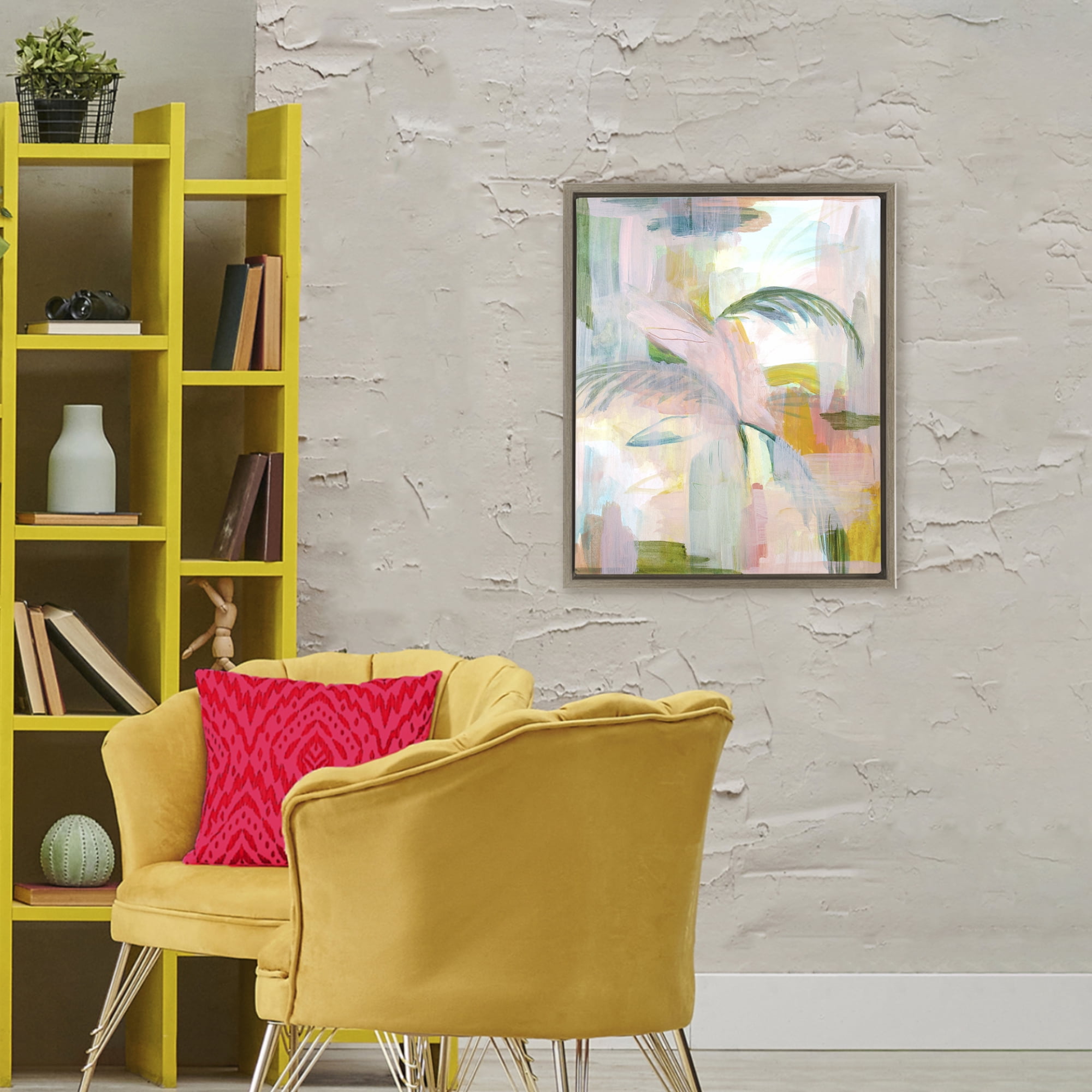 Stupell Industries Palm City Expression Brown Framed Floater Canvas Wall Art, design by Gemma Bardot