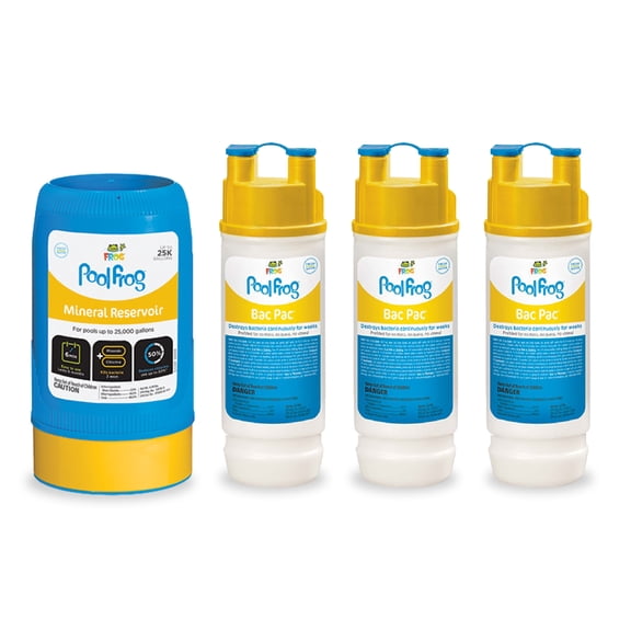 FROG Pool Mineral Reservoir Series 5400 Replacement with 3 Bac Pac Replacements - Pool Cleaner & Sanitizer for Easy Maintenance - Up to 25,000 Gallons - Mineral Reservoir 6100 and 3 Bac Pacs