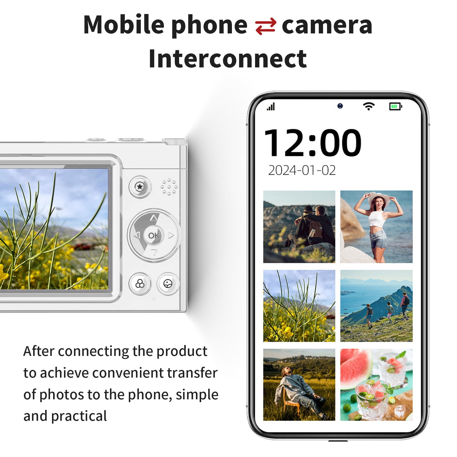 Bwiyojiz 64MP FHD Digital Camera with WiFi.83in Screen Take Photos and Videos Travel Camcorder 28X Digital Supports Transferring Photos To Mobile Phone, Gifts for Women