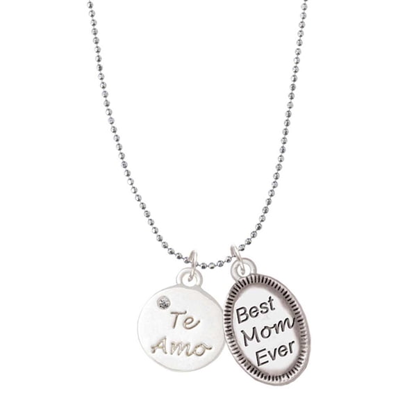 Delight Jewelry Silvertone Te Amo Disc Best Mom Ever Charm Necklace