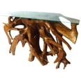 thumbnail image 6 of Rustic Teak Wood Root Live Edge Console Table with Glass Top, 48 inches, 6 of 8