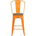thumbnail image 6 of Flash Furniture 4 Pk. 24" High Orange Metal Counter Height Stool with Back and Wood Seat, 6 of 7