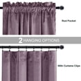 thumbnail image 3 of JIUZHEN Lavender Velvet Rod Pocket Blackout Curtains - Thermal Insulated Soft Velvet Window Treatments with Rod Pocket for Bedroom Living Room, 2 Panels with Tiebacks, 52W x 84L, 3 of 12