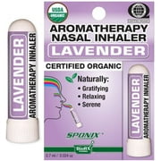 Nasal Inhaler Aromatherapy Lavender - USDA Certified Oraganic - Made with 100% Pure - Therapeutic Grade Organic Essential Oils 0.7 mL by Sponix Made in USA