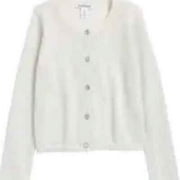 Nordstrom Girls' Long Sleeve Shimmer Cardigan Ivory Pristine Sparkle Size 4 NWT