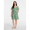 thumbnail image 3 of Time and Tru Women's Airflow Mini Dress with Puff Sleeves, Sizes XS-XXXL, 3 of 6