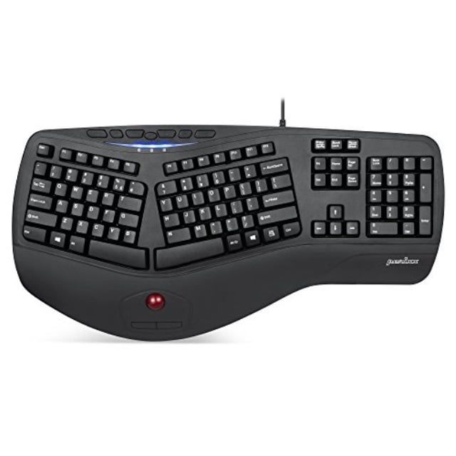 perixx periboard506 wired ergonomic keyboard natural split keyboard with trackball, 2 dpi
