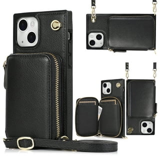 Noémie - Wallet & Crossbody Strap Case for iPhone 13 Pro Max & iPhone 12 Pro Max - Black/Gold
