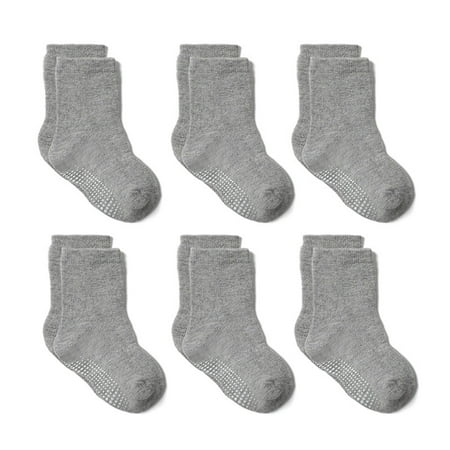 

POIUYTR Baby Socks 6 Pairs Boys Girls Soft Non Slip Crew Socks Anti Skid Sticky Cotton Grip Ankle Socks for Infant Toddler Kids