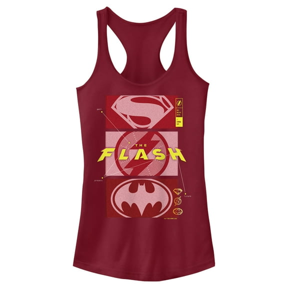 Junior's The Flash Justice Heroes Logo  Racerback Tank Top Scarlet X Large