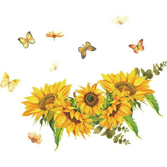 1 Set Wall Stickers 30*60Cm Bedroom Butterfly Decoration Home Living Room Pvc Sunflower Wall Sticker Fashionable