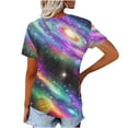 thumbnail image 5 of Lovskoo 2024 Outer Space T Shirts for Women Graphic Printed Galaxy Solar System Planets Nebula Shirt Short Sleeve V Neck Blouse Black 2XL, 5 of 5