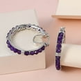 thumbnail image 5 of Amethyst Lavender Hoop Earrings for Women Platinum Plated Purple Crystal Jewelry Wedding Ct 19.5 Birthday Christmas Gifts, 5 of 10