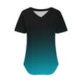 thumbnail image 4 of DecSea Womens Gradient T Shirts V Neck Short Sleeve Casual Tops Loose Fit Basic Tees with Curved Hem, 4 of 5
