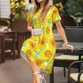thumbnail image 3 of Lsque Sunflowers2 Print Women's Casual Dress T-Shirt Summer Short Sleeve Scoop Neck Swing Dresses, 3 of 6