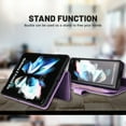 thumbnail image 5 of Dteck Samsung Galaxy Z Fold4 Wallet Case Zipper Pocket PU Leather Card Slot Purse Folio Flip Magnetic Phone Cover with Wrist Strap for Samsung Z Fold4 2022,Purple, 5 of 6