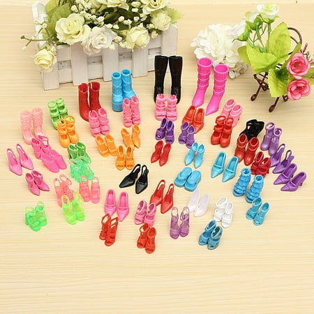Doll Shoes For Girls 120pcs 60 beauty & fashion Pairs Doll Shoes Multiple Styles Shoes High Heels For Barbie Doll Clothes Little Girls Gift ()