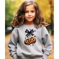 thumbnail image 2 of Halloween Sweatshirt for Women, Teens and Kids Jack-O-Lantern Pumpkin & Black Bow Sweater Gray Sweatshirt Youth Large, 2 of 5
