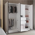 thumbnail image 5 of JERFIT Modern White Armoire with Double Doors, Freestanding Wardrobe Closet with Hanging Rod and Shelves for Bedroom Storage, 5 of 8