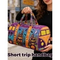 thumbnail image 6 of Boho Retro Hippie Van Quilted Duffle Bag, Women's Short Trip Carryall With Vibrant Retro Floral Pattern, Versatile Camping & Picnic Bag For Weekend Travel Family Gatherings,, 6 of 6