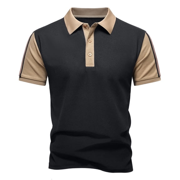 Ceisia Men's Color Block Two-Tone Short Sleeve Polo Shirt with Contrast Sleeves Black XXL Gifts for Father