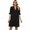 Black, variant on Women's Notched Flounce Sleeve Mini Dress 100% Polyester Lightweight Sheer Overlay Elegant Evening Party Dress