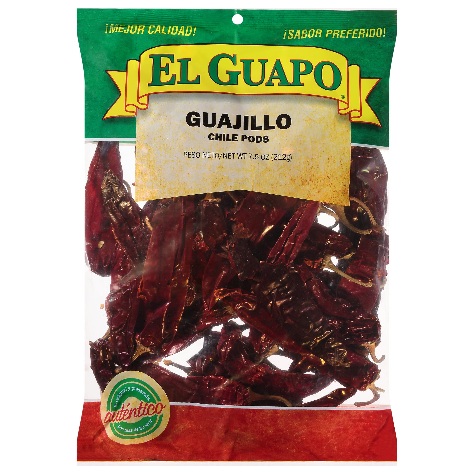 El Guapo Whole Guajillo Chili Pods (Chile Guajillo Entero), 7.5 oz