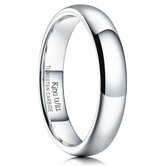 King Will Alianza De Boda De Carburo De Tungsteno De 0.157 In Para Hombres Y Mujeres, Anillos De Compromiso Clásicos Para Parejas, Estilo Abovedado, Acabado Pulido, Ajuste Cómodo, Plata, Tamaño 4,5