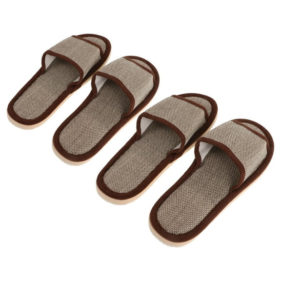 ibasenice 2Pairs Linen Slippers with Lightweight Eva Sole Non Slip for Home Summer Use Coffee