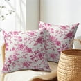 thumbnail image 5 of Hot Pink Floral Pillow Covers 20x20 Inch Set of 2 Pink and Cream Chinoiserie Flower Outdoor Decorative Throw Pillows Vintage Rustic Toile Pillowcases Cushion Covers for Couch Home Decor, 5 of 6