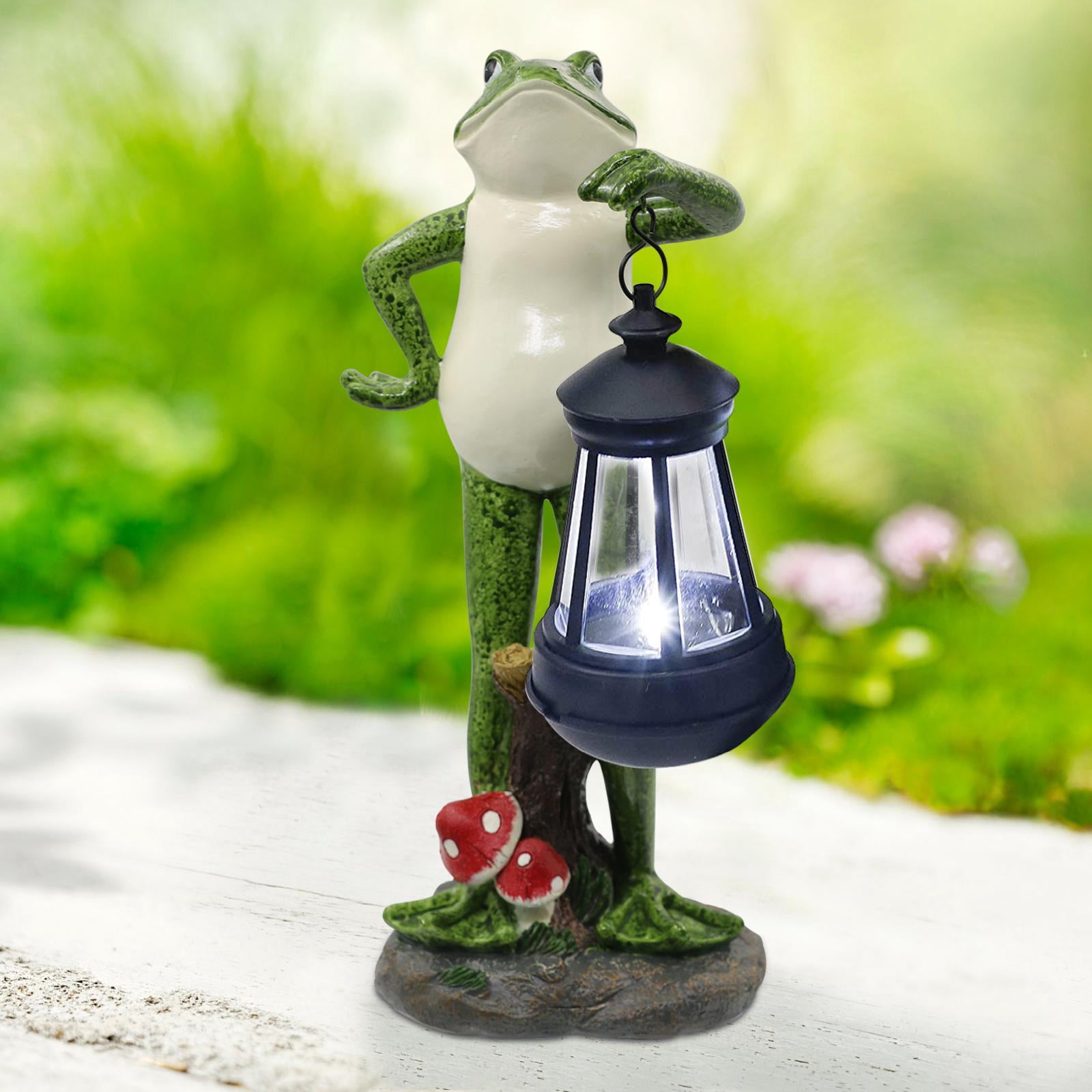 Goodeco Solar Garden Statue of Frog Figurine with Solar Lantern Garden