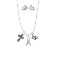 thumbnail image 3 of Silvertone Ribbon with Cross Cutout Silver Tone Cross and Bunny Necklace and Earrings Set, 3 of 5