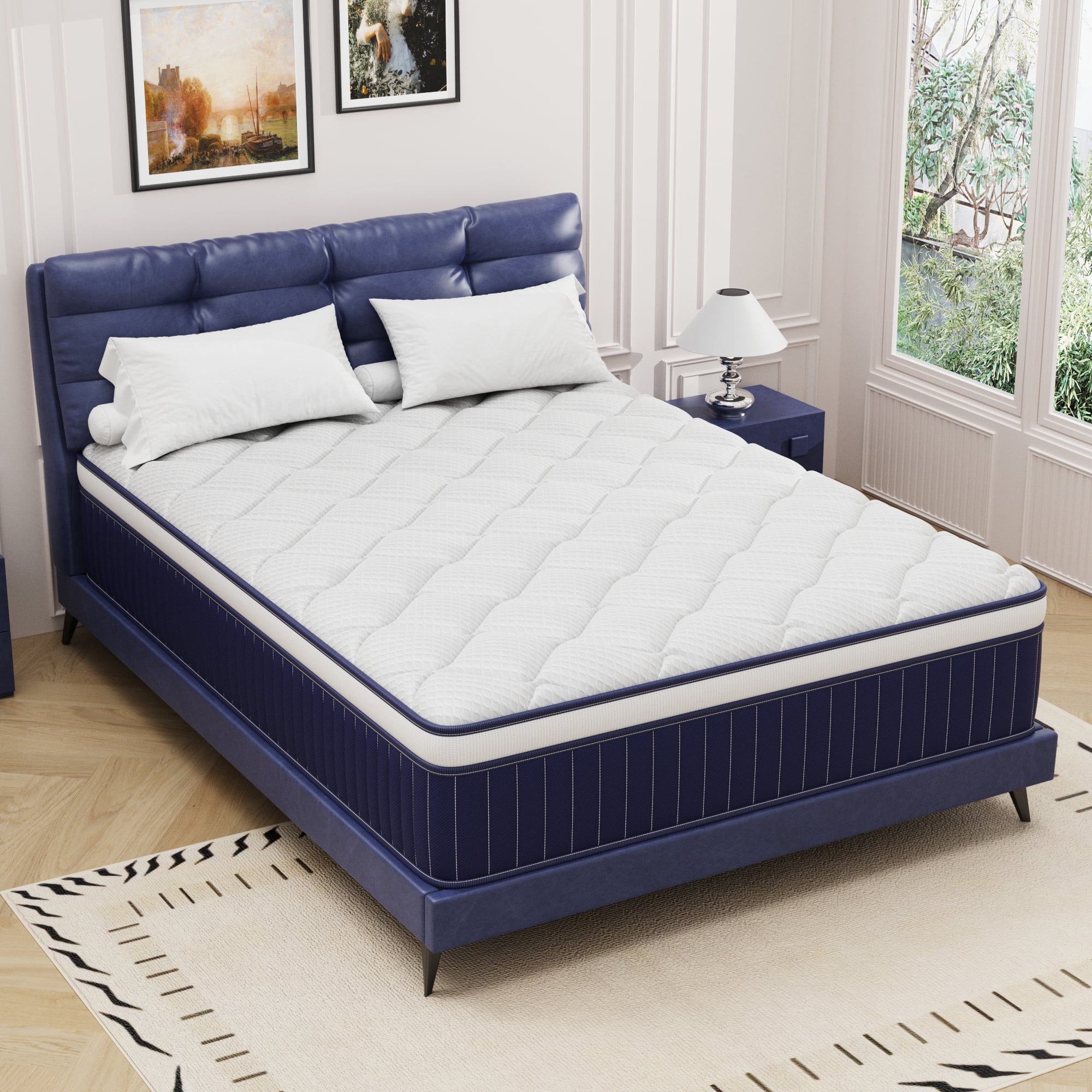 Queen Mattress, Holaki 10 Inch Queen Gel Memory Foam Hybrid Mattress in a Box, Upgrade Individually Pocket Springs, Medium Firm, Pressure Relief, Breathable Comfort and Durable, CertiPUR-US, Blue
