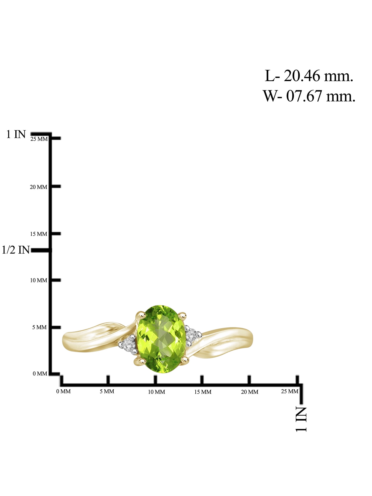JewelersClub Peridot Ring Birthstone Jewelry–0.80 Carat Peridot 14K Gold Plated Silver Ring Jewelry with White Diamond Accent–Gemstone Rings with Hypoallergenic 14K Gold Plated Silver