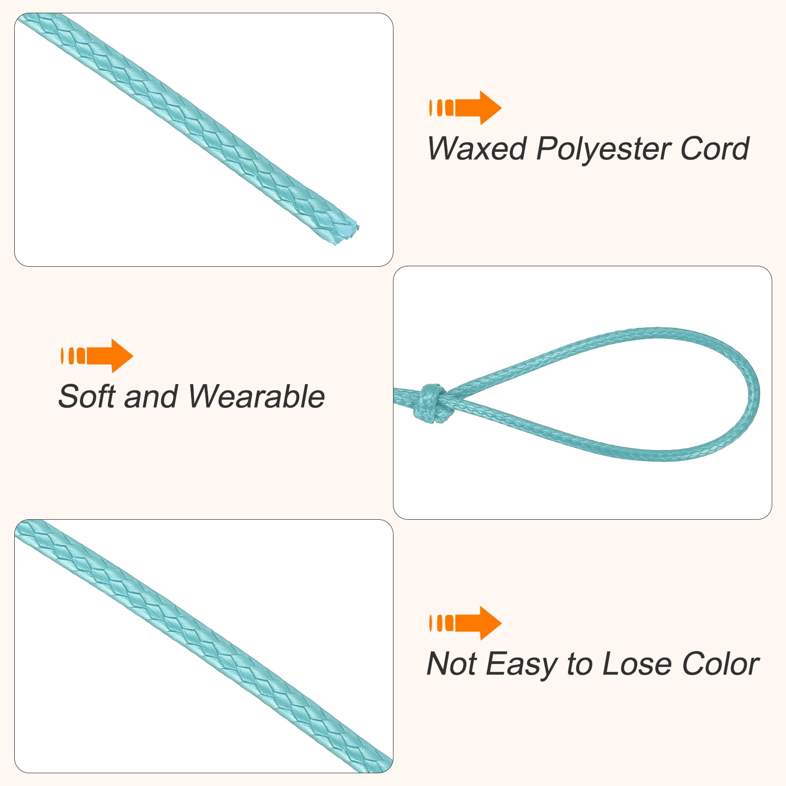 Waxed Cord 3.5mm Waxed Thread 44 Yard Wax String Leather Cord for Bracelet Making, Necklaces, Beading, Jewelry Making and DIY Crafts(Lake Blue)