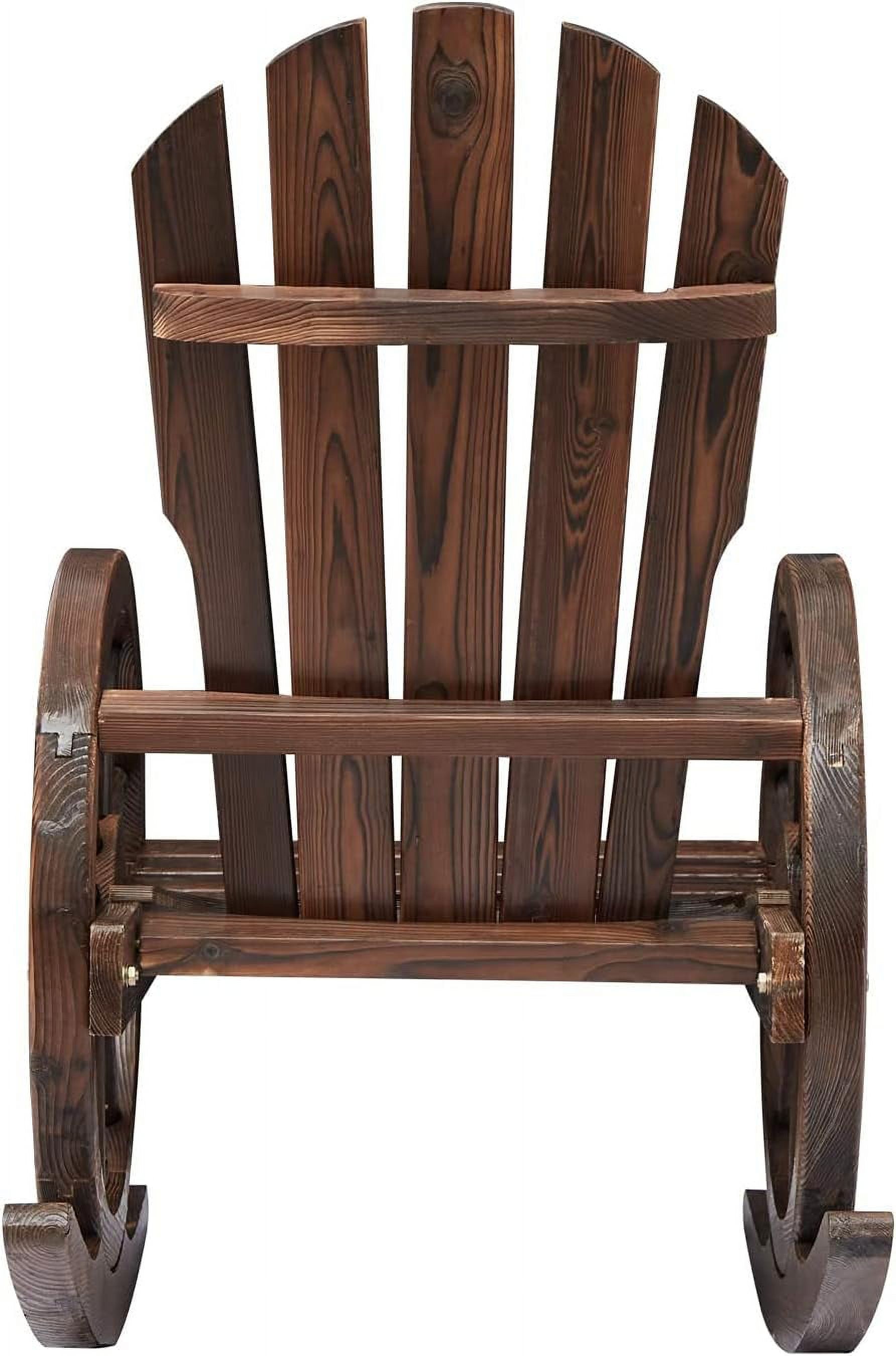 Kinbor Wagon Wheel Wood Rocking Chair Outdoor Furniture Patio Chairs Armrest Rocker - image 4 of 7