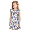 thumbnail image 1 of Balery Blue Flax Flowers Camisón de princesa para niñas, pijama de algodón con mangas abullonadas, suave y bonito.-X-Large, 1 of 6