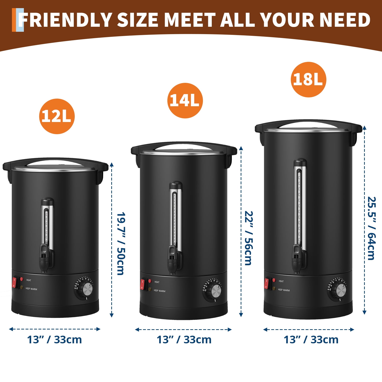 14L/100 Cups Coffee Urn-3.8 Gallon Double Wall Commerical Coffee Maker for Buffet Catering Wedding Gathering,Large Capacity Hot Coffee Dispenser,Stainless Steel Hot Water Urn-Black