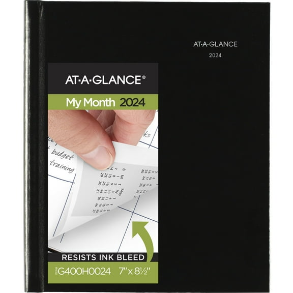 AT-A-GLANCE DayMinder 2024 Monthly Planner Hardcover Black Medium 7 x 8 12 -