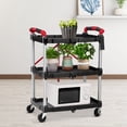 thumbnail image 6 of Aoile Foldable Utility Cart with Lockable Wheels, 3-Tier Portable Rolling Service Cart, up to 160lbs Load Capacity, 6 of 8