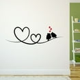 thumbnail image 3 of Outdoor Scenes Wall Decal Lovely Birds Sitting on a One Line Heart Wire Bedroom Wall Decal for Girls Birds Cute Themed Room Decal - Size: 20 In x 6 In, 3 of 5