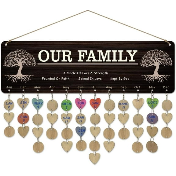 1Set Wood Hanging Board with Hemp Rope for Birthday Party Decoration Rectangle with Word Tree of Life 120x400x5mm