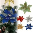 thumbnail image 5 of 13.3" Large Heads Christmas Glitter Flowers Christmas Tree Ornaments Artificial Flowers with Picks Stems for Xmas Tree Party DIY Holiday Decorations, 5 of 5
