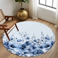 thumbnail image 2 of Round Rug 7Ft Washable Non-Slip, Blue Blooms Floral Circle Area Rugs for Living Room Bedroom, Spring Flowers Botanical Blue Ombre Indoor Floor Mats Carpet Runner for Home Decor Aesthetic, 2 of 8