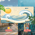 thumbnail image 5 of 1 Pcs 2D Flat License Plate Covers & Frames, Sun and Sea Waves For Decorative Front, Waterproof For Decoration Aluminum License Plate Covers & Frames Cover For Men Women, 12" X 6", 5 of 7