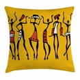 thumbnail image 1 of Afro Decor Throw Pillow Cushion Cover, African Dancers Sketchy Characters Ethnic Group Clan Disco Happy Graphic, Decorative Square Accent Pillow Case, 24 X 24 Inches, Mustard Orange, by Ambesonne, 1 of 2